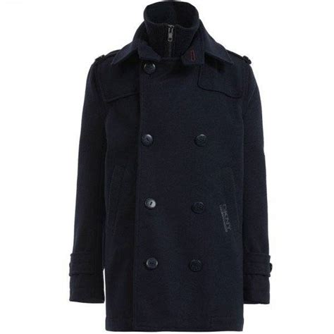 Kids Navy Blue Pea Coat .